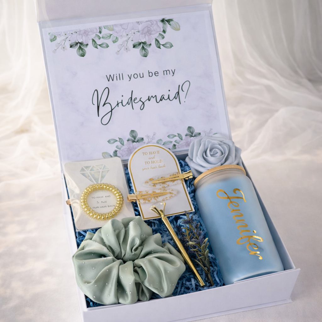 Personalized Bridesmaid Gift Box - Basic Pink, Gift Box for Bridesmaid Maid of Honor Matron of Honor Flower Girl, Bridal Party Gift, Wedding Party Gift Box, Custom Engraving