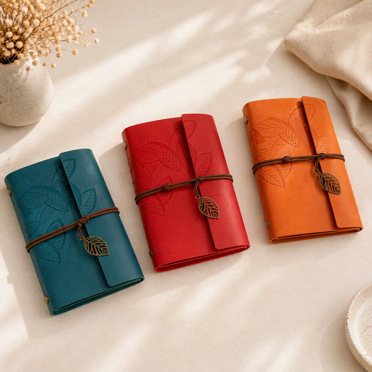 Red Leather Journal — Personalized Refillable Travel Notebook