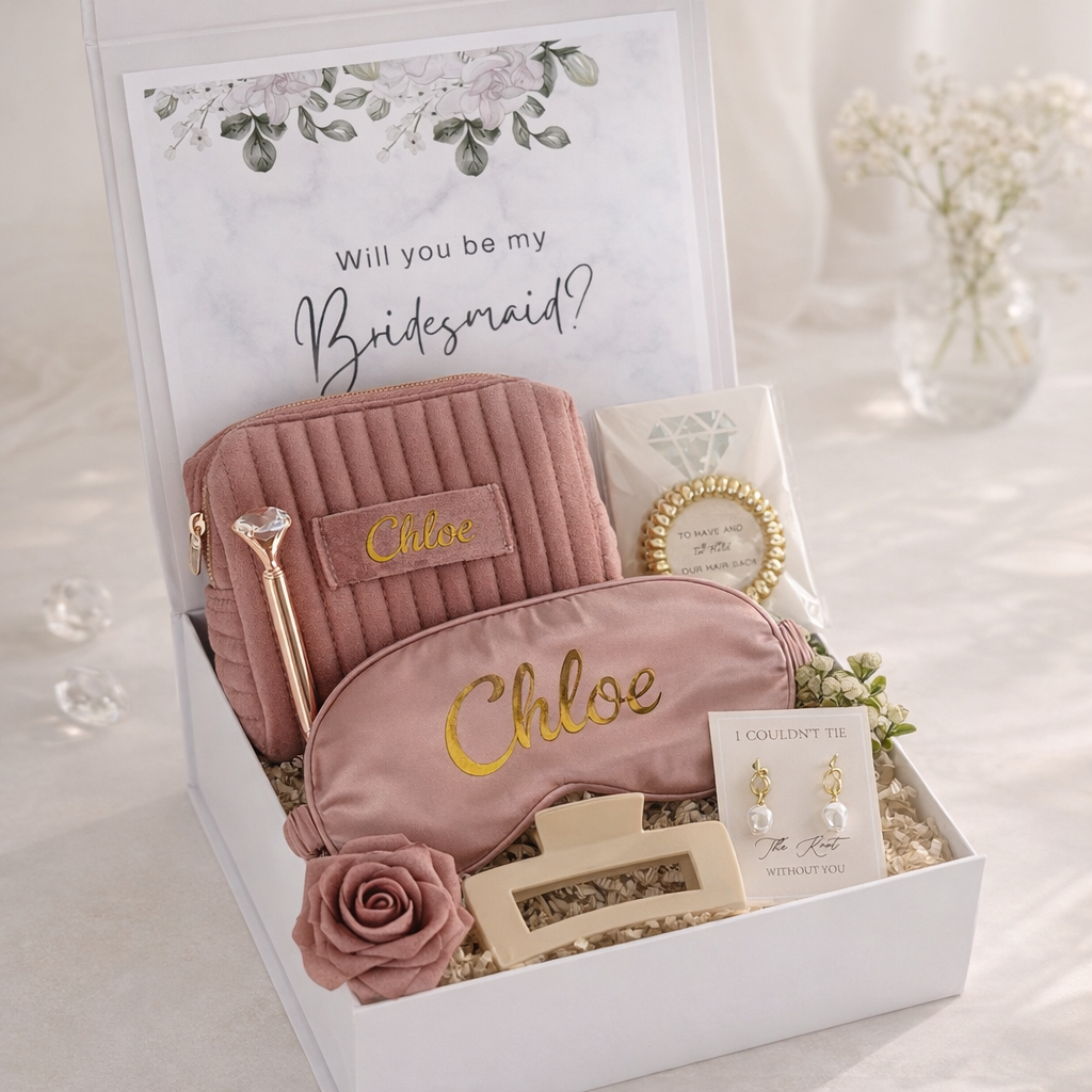 Personalized Bridesmaid Gift Box - Luxury Burgundy, Gift Box for Bridesmaid Maid of Honor Matron of Honor Flower Girl, Bridal Party Gift, Wedding Party Gift Box, Custom Engraving