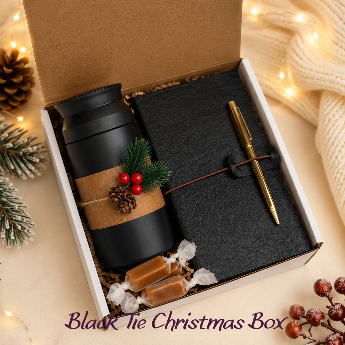 Black Tie Christmas Box β luxury Christmas gift box for her