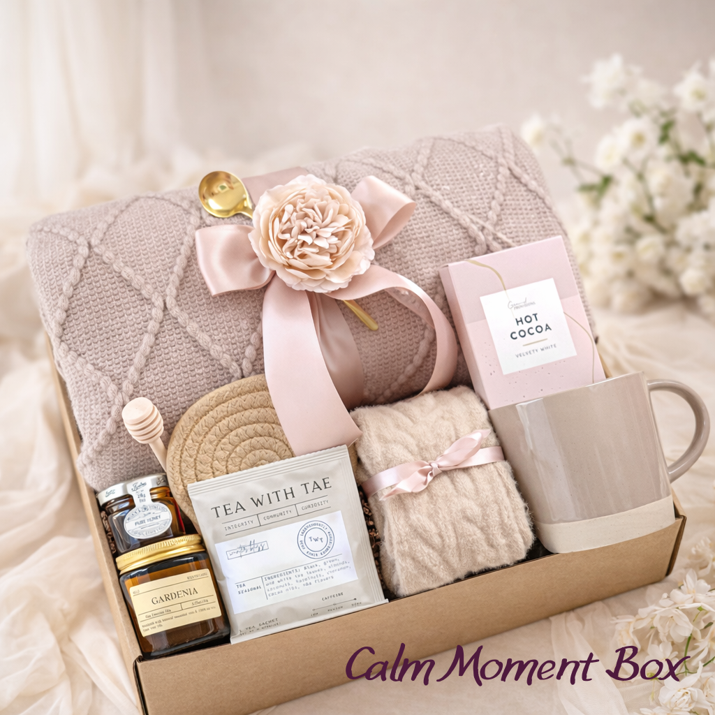 Self Care Gift Box for Relaxation & Comfort – Cozy Thinking of You Gift | Calm Moment Box