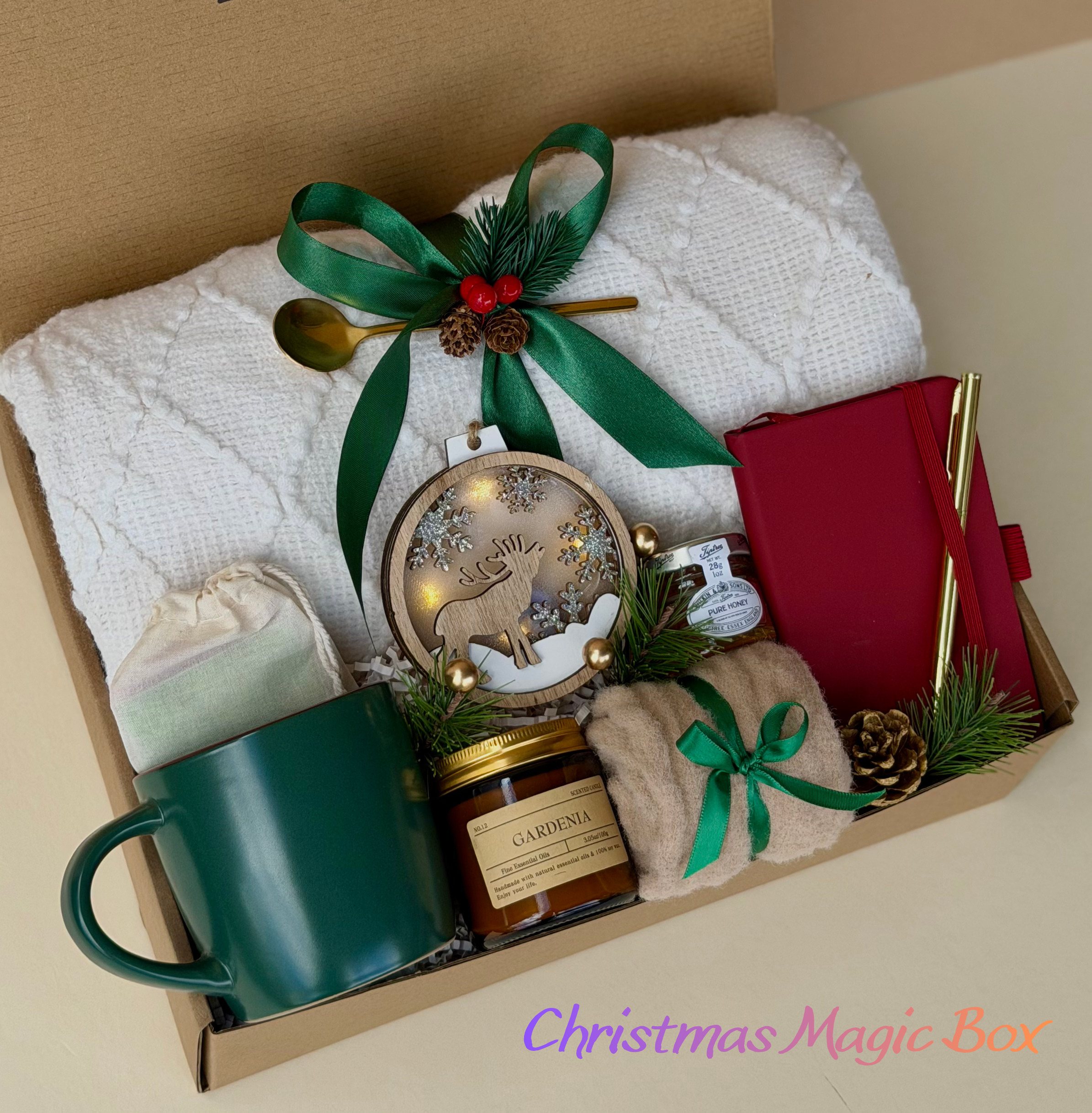 Christmas Gift Box for Women – Holiday Self Care Spa Set with Blanket, Mug & Candle | Christmas Magic Box