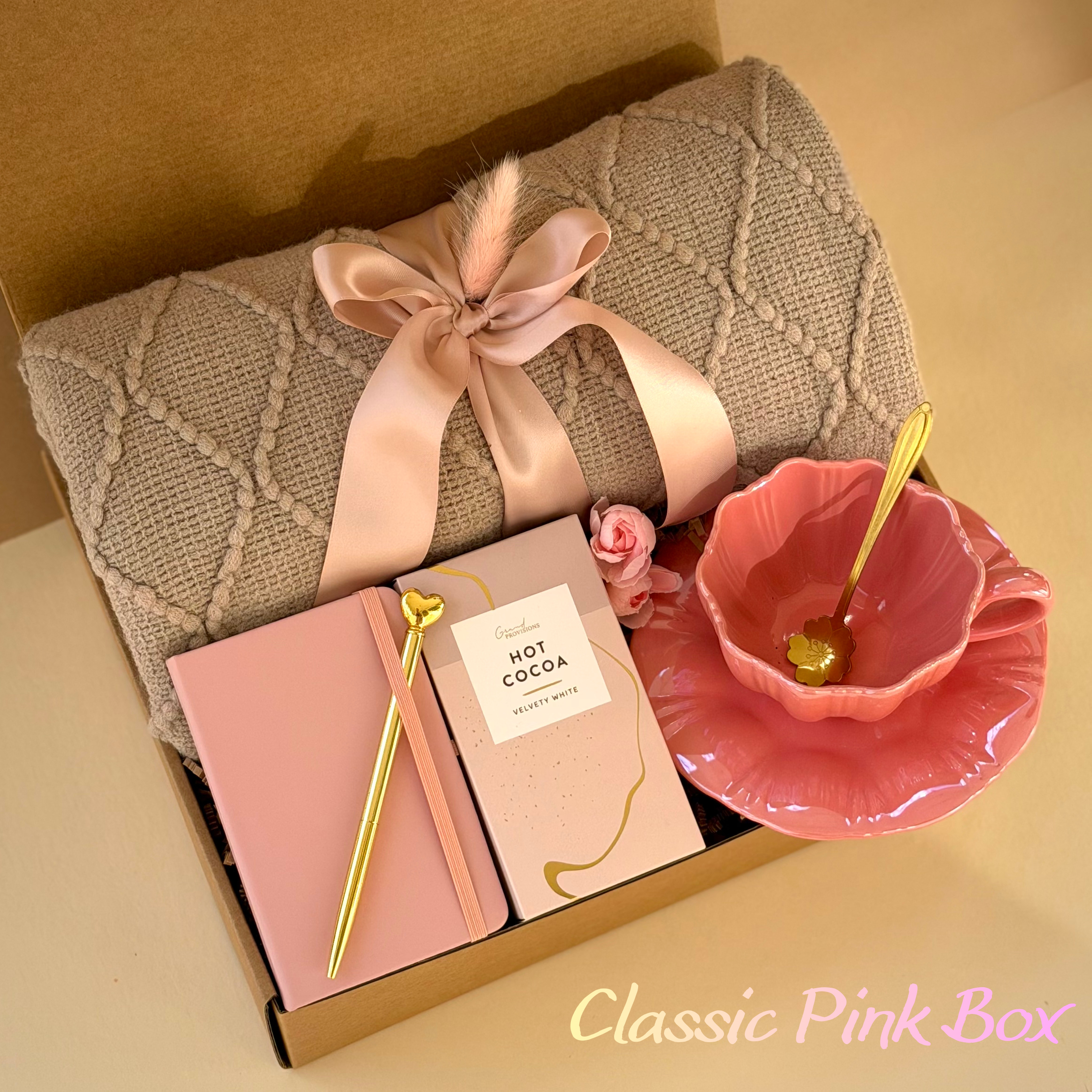 Birthday Gift for Her, Gift for Best Friend, Cute Self Care Gift, Thinking of You Box, Cozy Care Package | Classic Pink Box