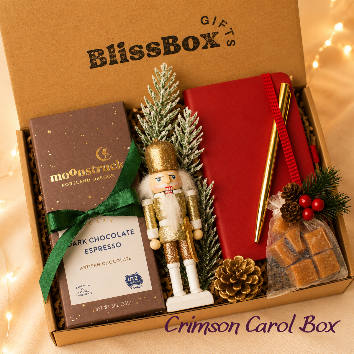 Crimson Carol Box, Christmas Gift for Her, Holiday Gift for Women, Festive Red Christmas Gift Set, Gift Box for Best Friend, Cozy Christmas Gift for Her