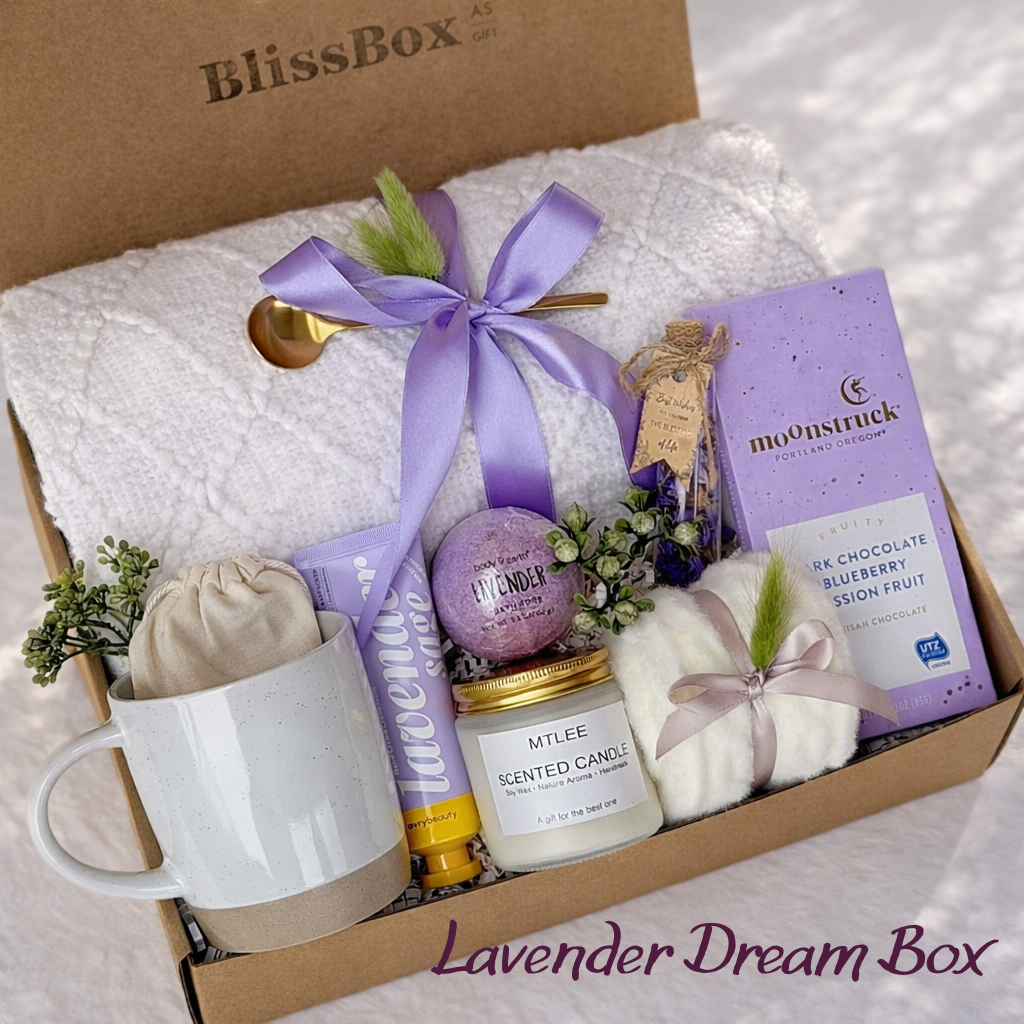Spa Gift Basket for Women, Pamper Gift for Her, Lavender Gift Box, Sleep Gift for Her, Self Care Night Gift, Birthday Gift for Her, Get Well Gift, Mother's Day Spa Gift, Gift for Mom Wife Sister Best Friend