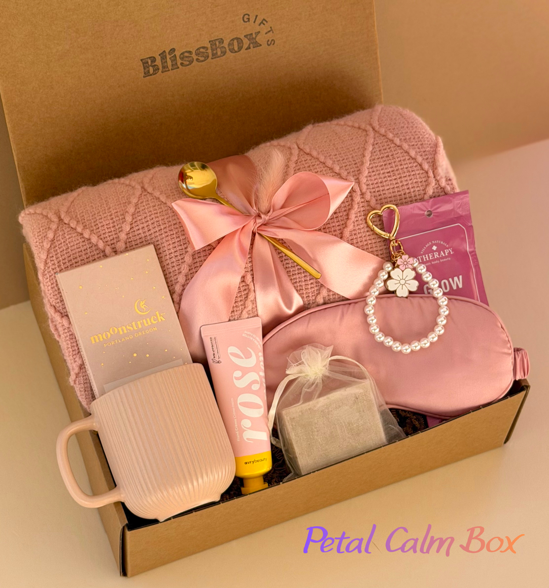 Petal Calm Box - Luxury Spa Gift Set with Blanket, Candle & Self-Care Essentials