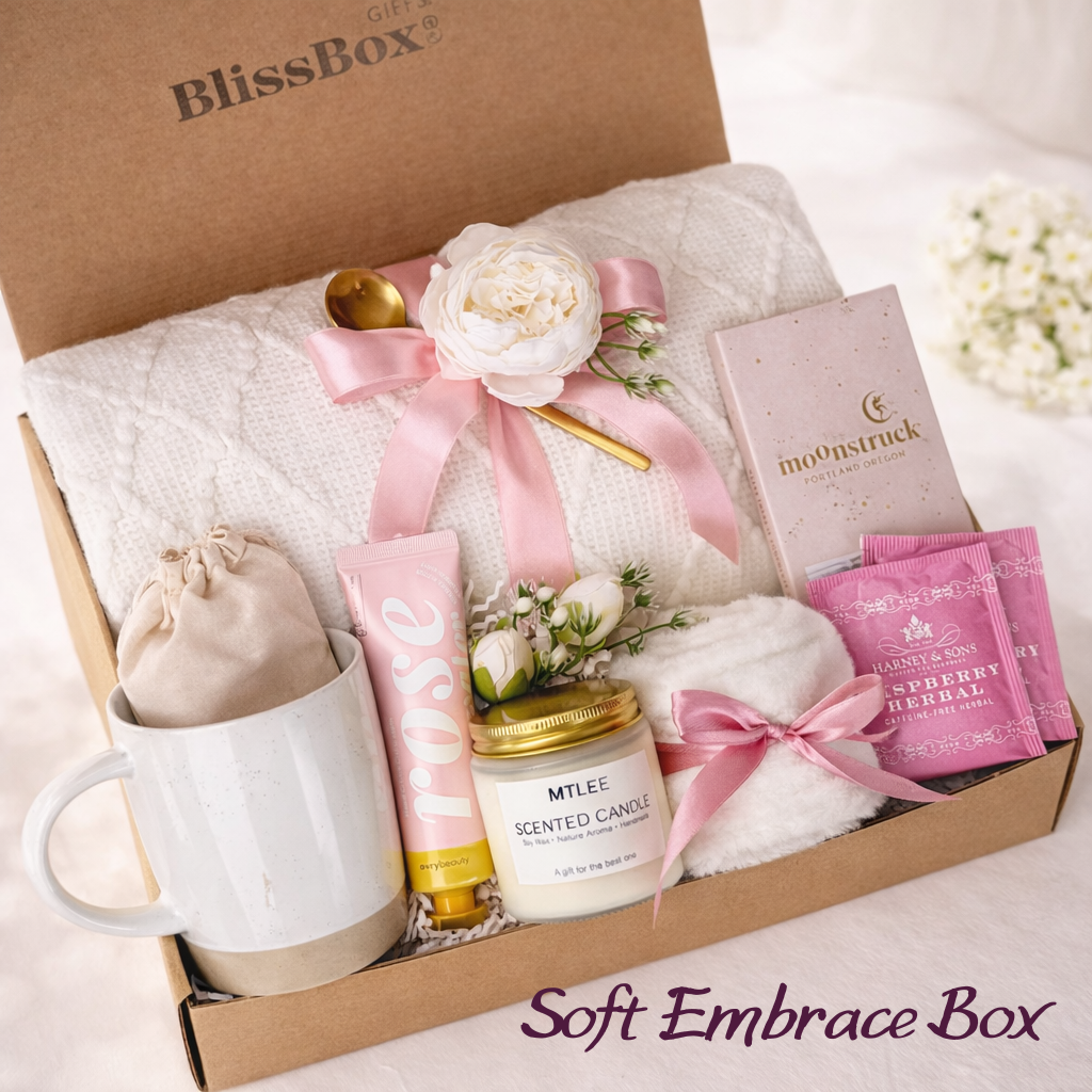 Self Care Spa Gift Box for Her – Holiday & Birthday Relaxation Set | Soft Embrace Box