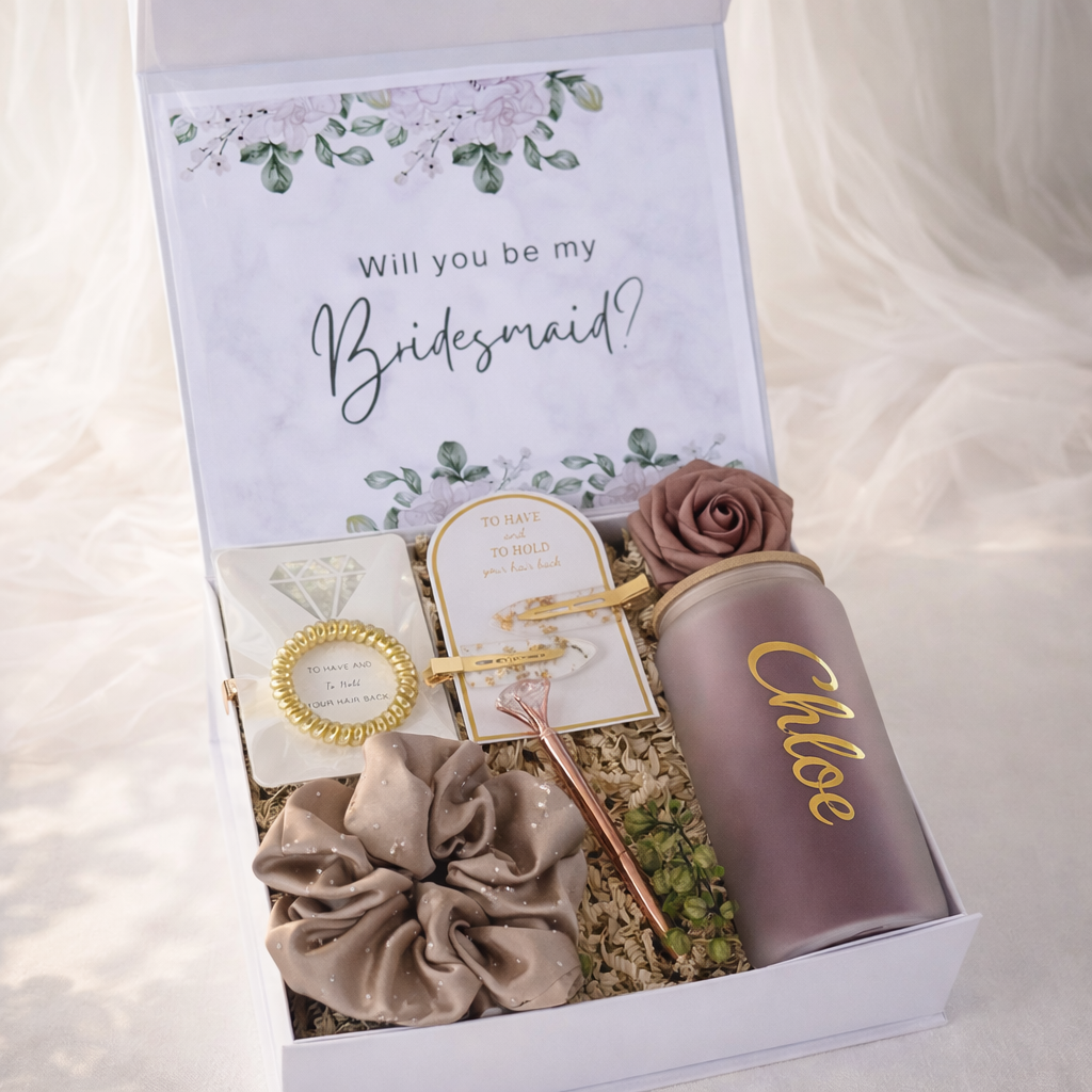 Personalized Bridesmaid Gift Box - Basic Burgundy, Gift Box for Bridesmaid Maid of Honor Matron of Honor Flower Girl, Bridal Party Gift, Wedding Party Gift Box, Custom Engraving