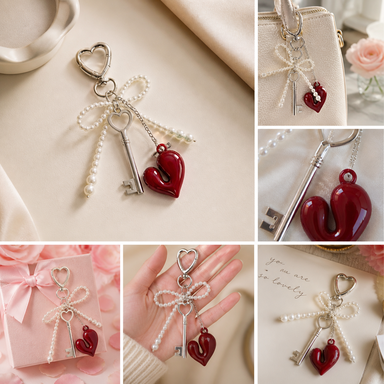 Heart Key Bag Charm