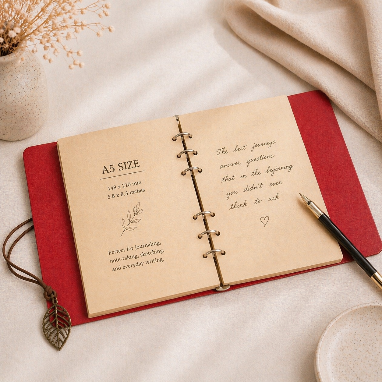 Orange Leather Journal — Personalized Refillable Travel Notebook