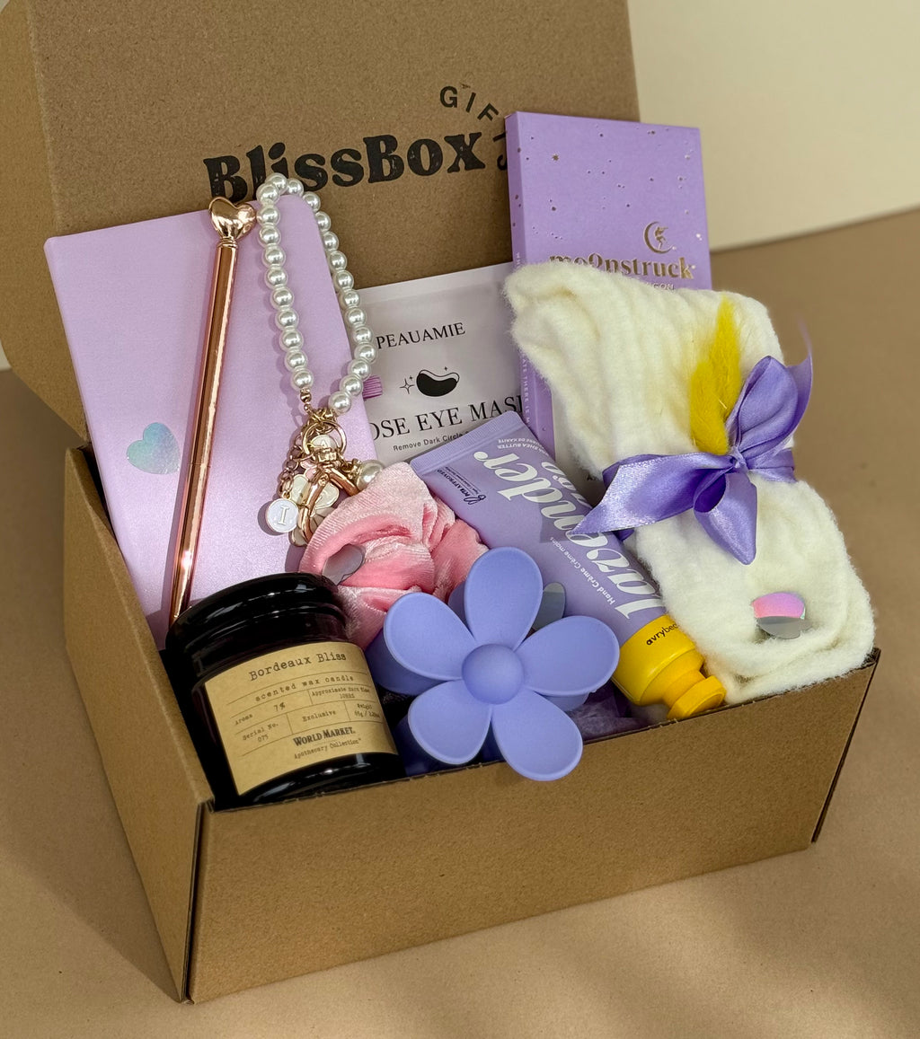 Birthday Gift for Her, Thank You Gift for Friend, Thinking of You Gift Box, Relaxing Lavender Gift Set for Women | Amethyst Bliss Box