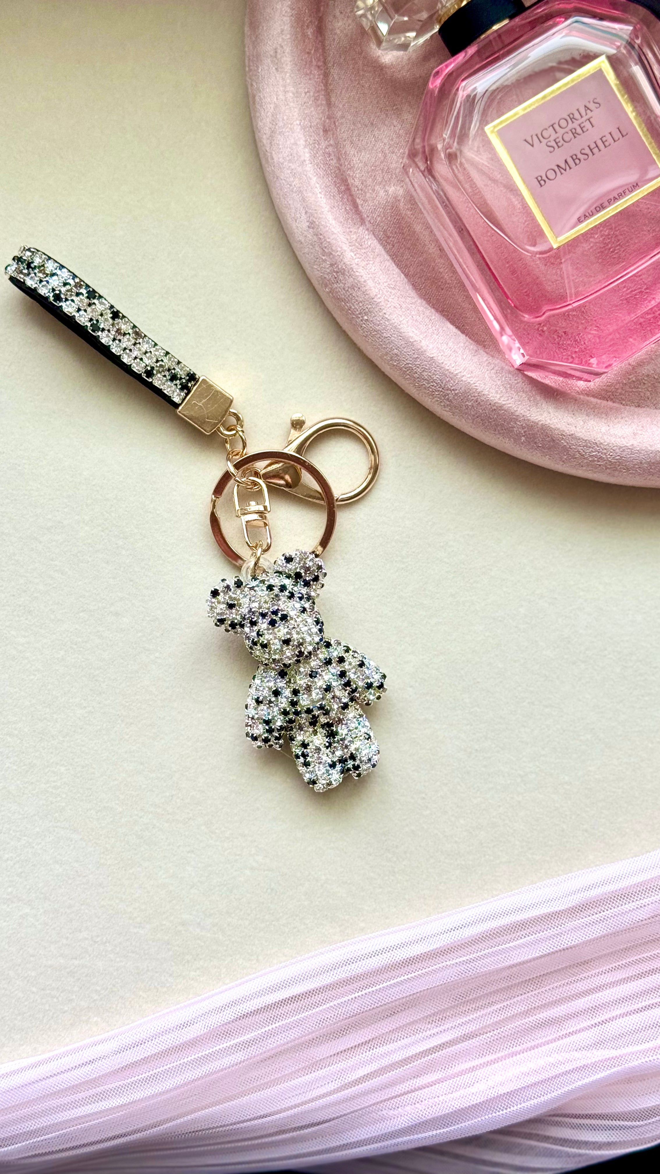 Black & Silver Teddy Keychain – Chic Bag Keychain | BlissBoxGifts