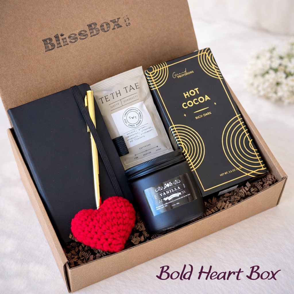 Gift Box for Him, Men's Cozy Gift Set, Birthday Gift for Men, Gift for Boyfriend Husband Dad Brother, Valentine's Day Gift, Father's Day Gift, Anniversary Gift, Bold Heart Box