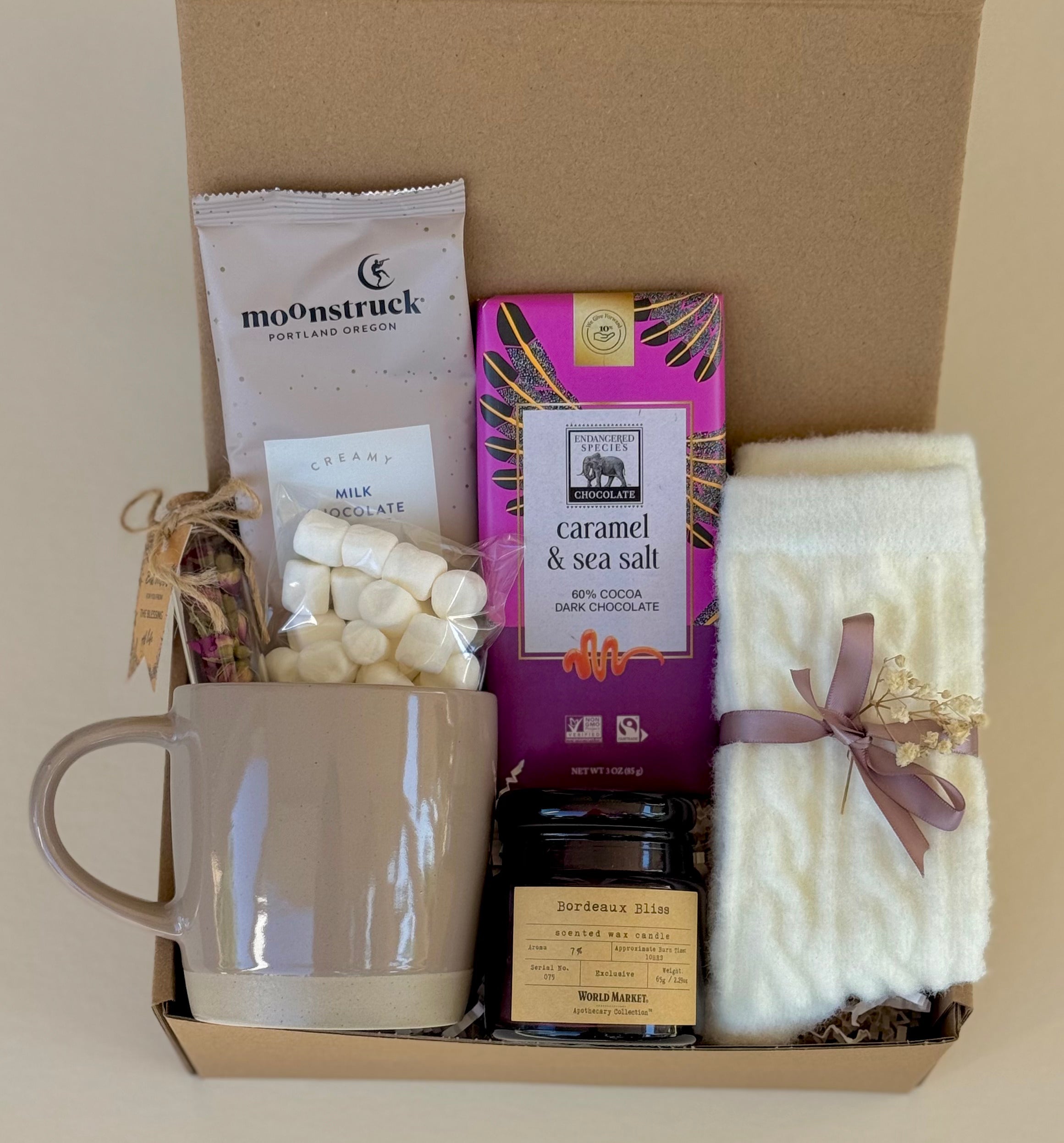 🍫 Caramel Delight Box – Chocolate Lover’s Gift Set with Mug, Candle & Cozy Socks 🍫