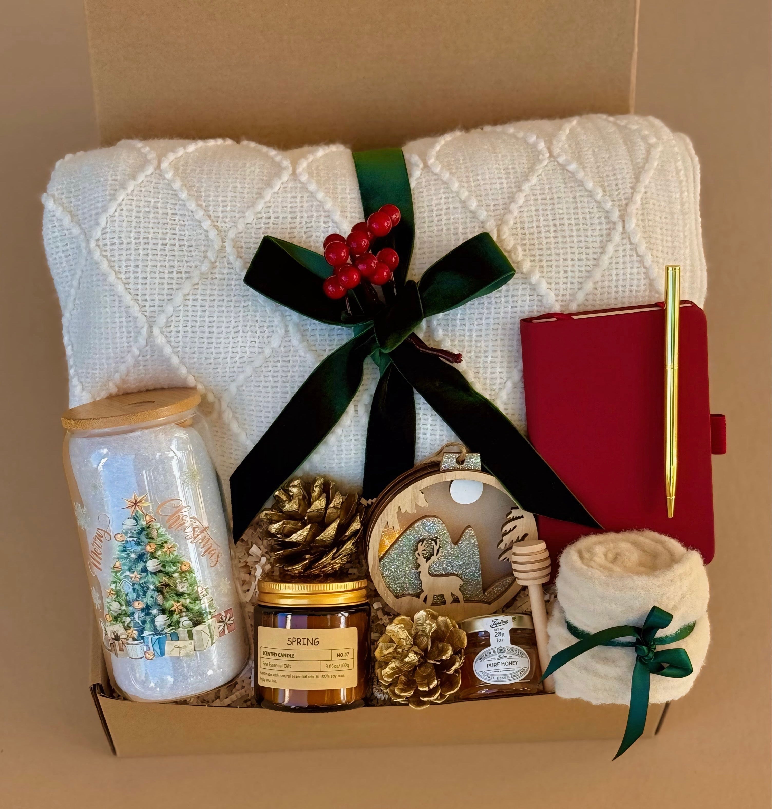 Christmas Gift Box – Blanket, Mug, Candle & Treats | Holiday Care Package
