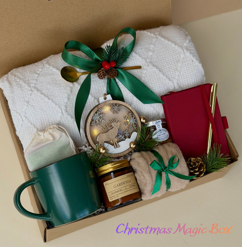 Christmas Gift Box for Women – Holiday Self Care Spa Set with Blanket, Mug & Candle | Christmas Magic Box