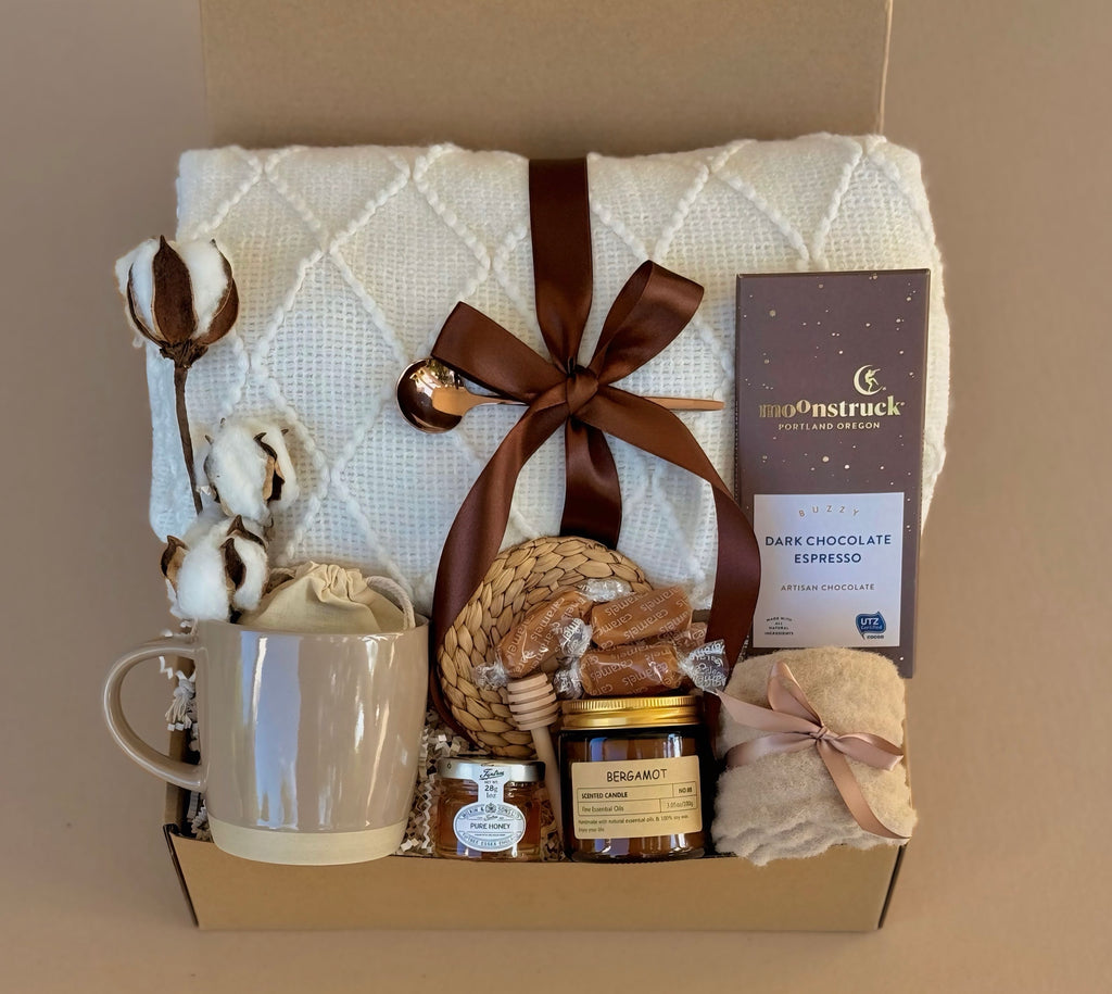Coffee Bliss Box – Coffee Lover Gift Set with Mug, Blanket & Treats