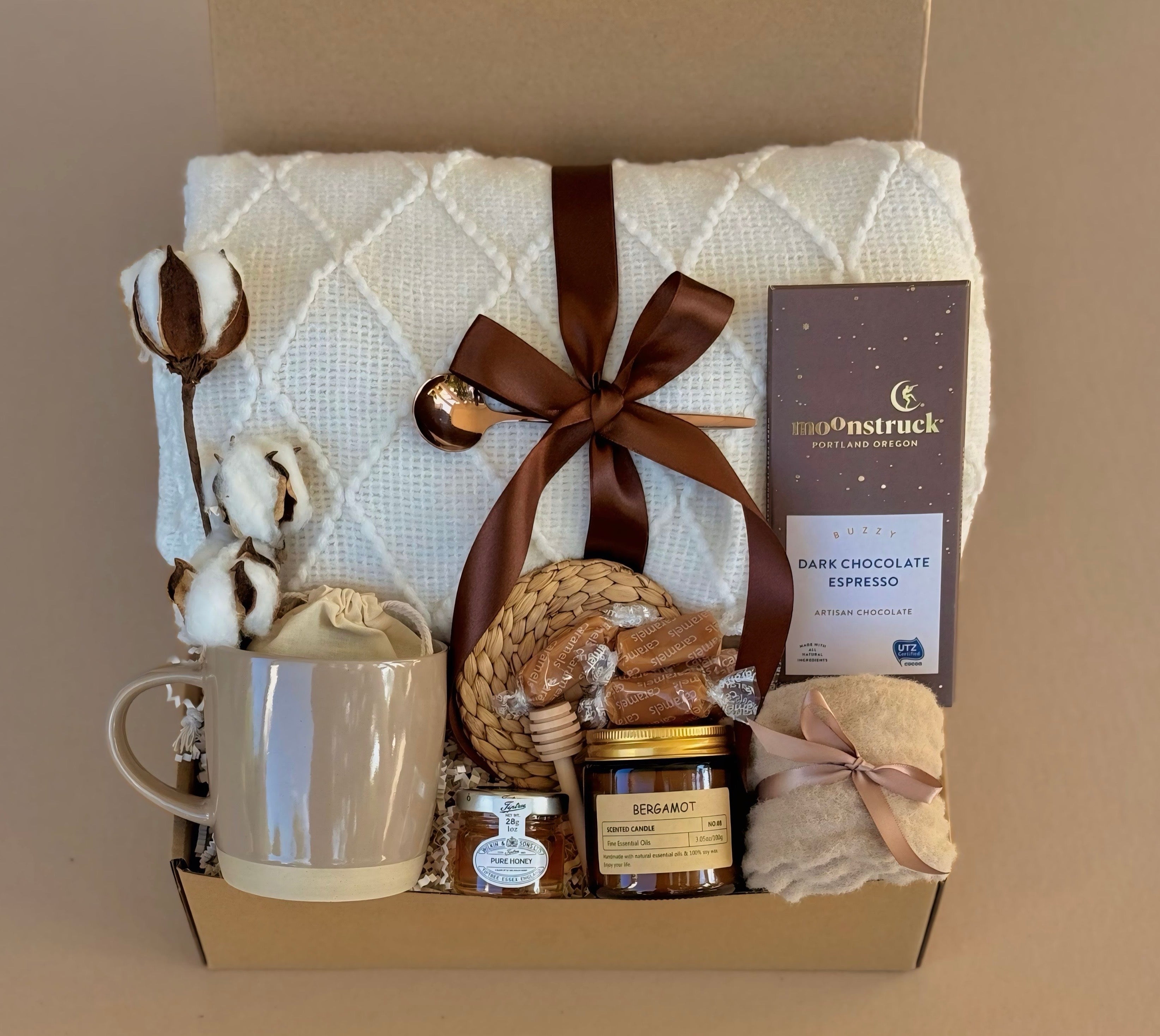 Coffee Bliss Box – Coffee Lover Gift Set with Mug, Blanket & Treats