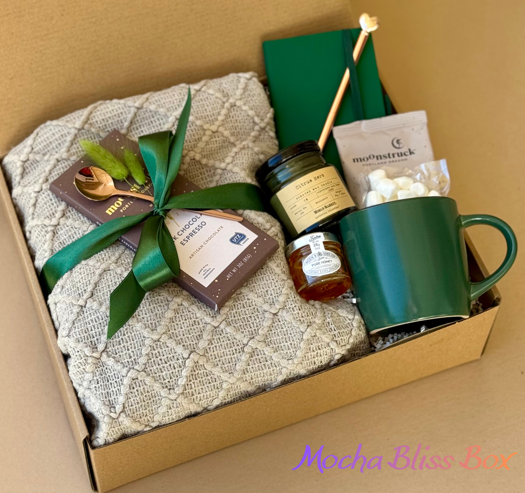 Gift Box for Women, Cozy Morning Treat Set with Candle & Chocolate, Perfect for Coffee Lovers or Thank You Gift | Mocha Bliss Box