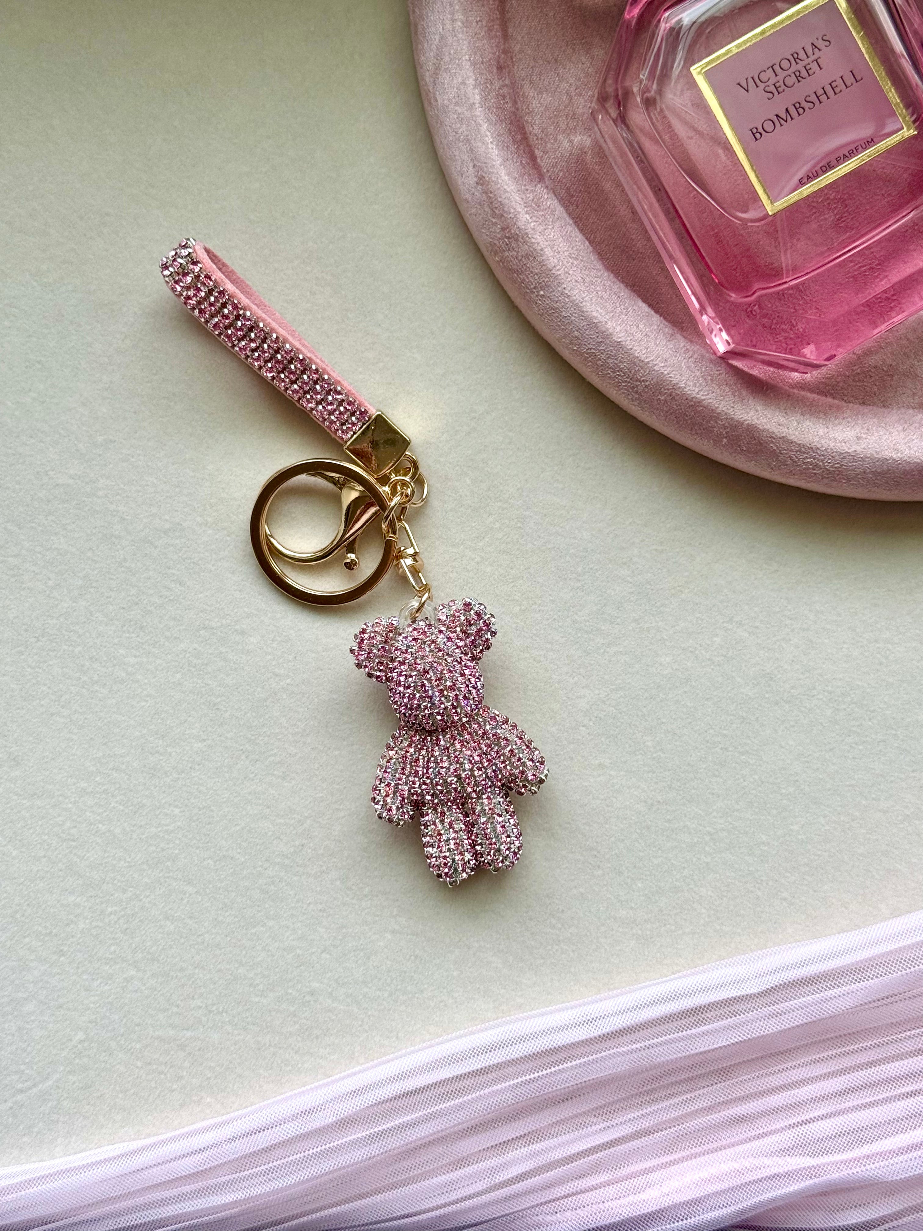 Pink Bling Bear Keychain – Chic Bag Keychain | BlissBoxGifts
