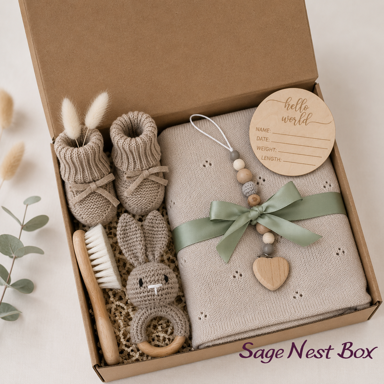 Sage Nest Baby Gift Box — Newborn & Baby Shower Gift Set