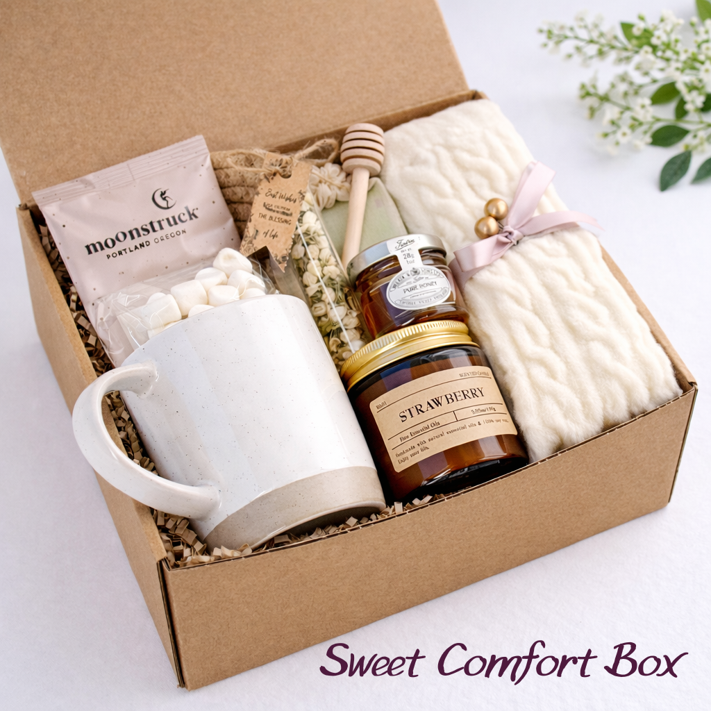 Birthday Gift for Her, Thank You Gift, Thinking of You Gift, Self Care Gift Box for Women, Get Well Gift, Appreciation Gift, Gift for Mom Wife Sister Best Friend Coworker, Cozy Gift Box with Candle Blanket and Treats