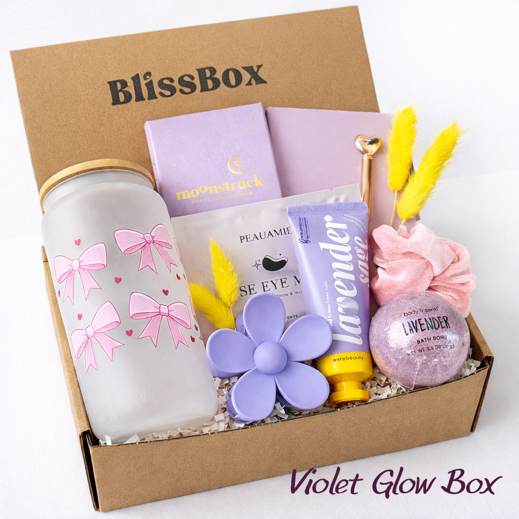 Stress Relief Gift for Her, Self Care Gift Box for Women, Birthday Gift for Her, Thank You Gift, Thinking of You Gift, Get Well Gift, Calming Gift for Mom Wife Sister Best Friend, Lavender Gift Box with Candle and Treats
