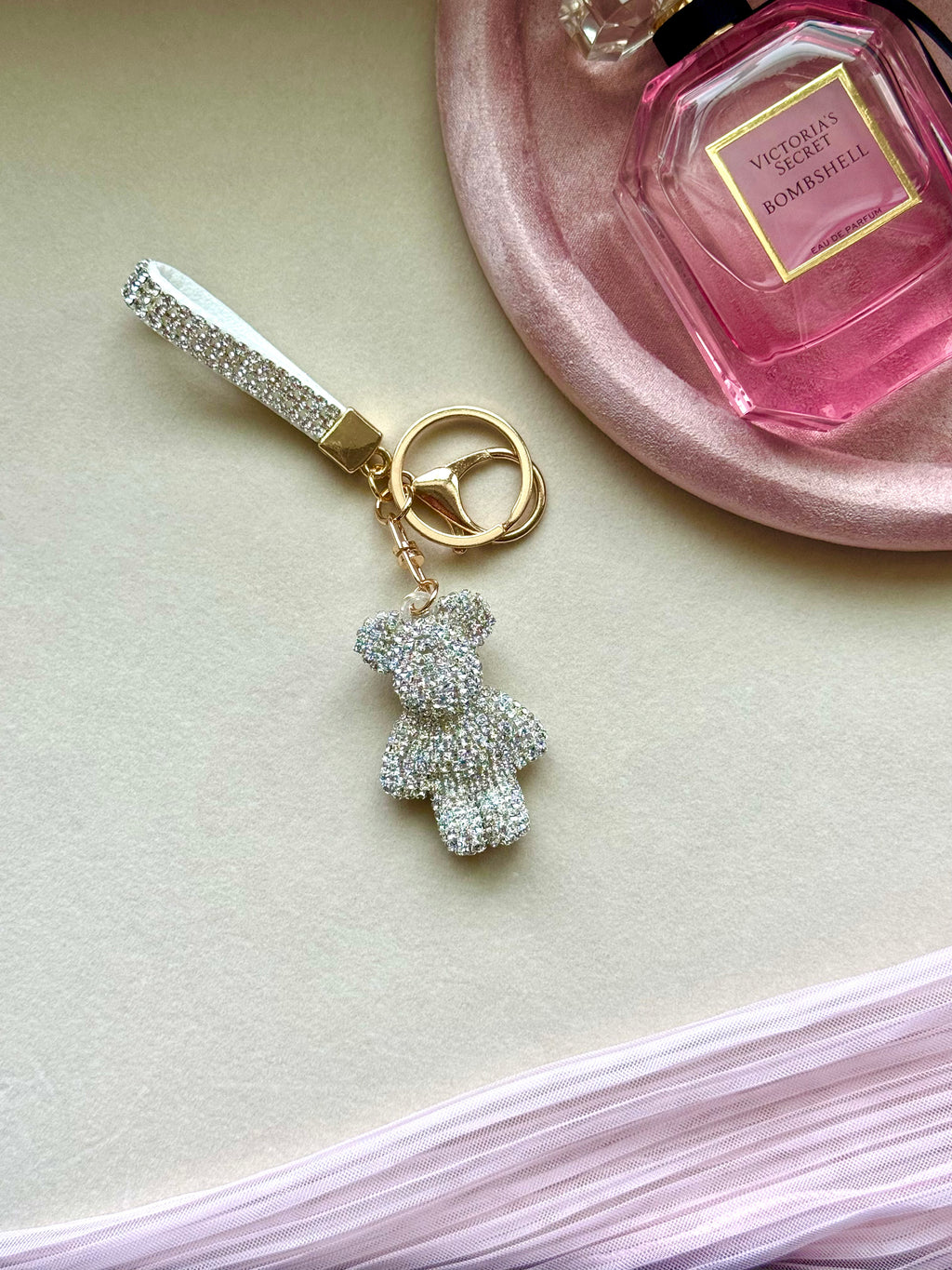White Crystal Bear Keychain – Chic Bag Keychain | BlissBoxGifts