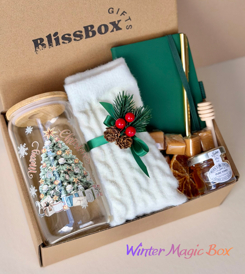 Christmas Gift Box for Women, Cozy Winter Gift Set with Candle & Mug, Holiday Thank You or Employee Appreciation Gift | Winter Magic Box