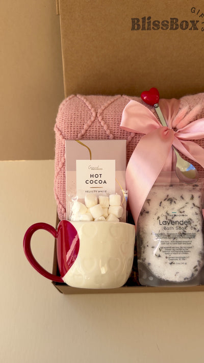 Tender Heart Valentine gift box for her, cozy romantic self care gift
