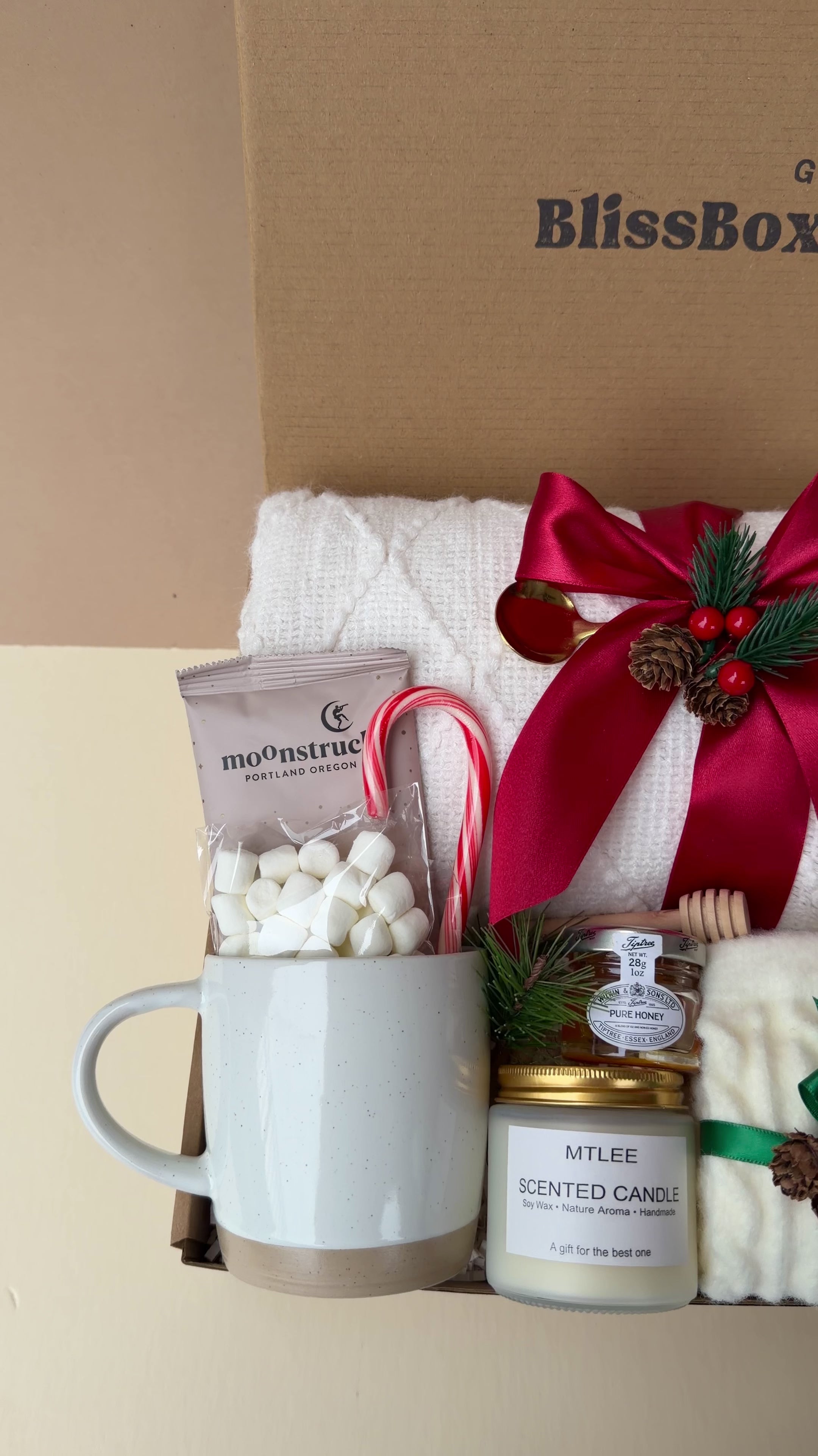 Holiday Gift Box, Christmas Gift Box, Cozy Winter Gift Set with Candle & Blanket, Employee Appreciation Box | Holiday Cheer Box