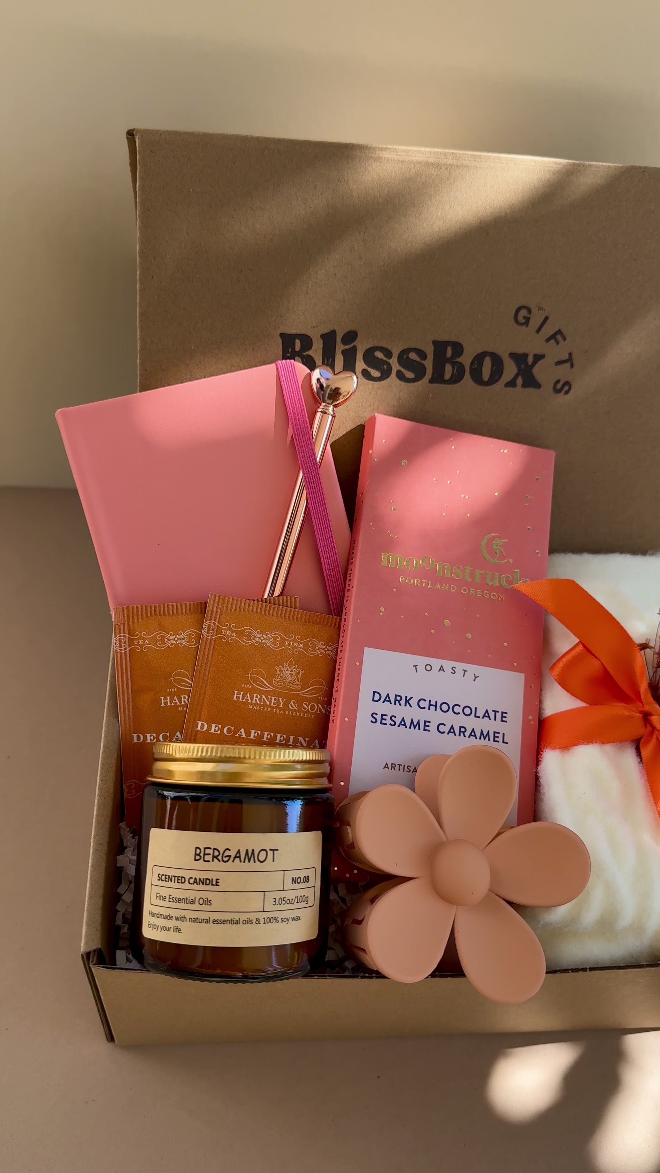 Peach Gift Box for Women, Cozy Candle & Blanket Set, Warm Thank You or Appreciation Gift, Birthday or Employee Gift Idea | Peach Glow Box