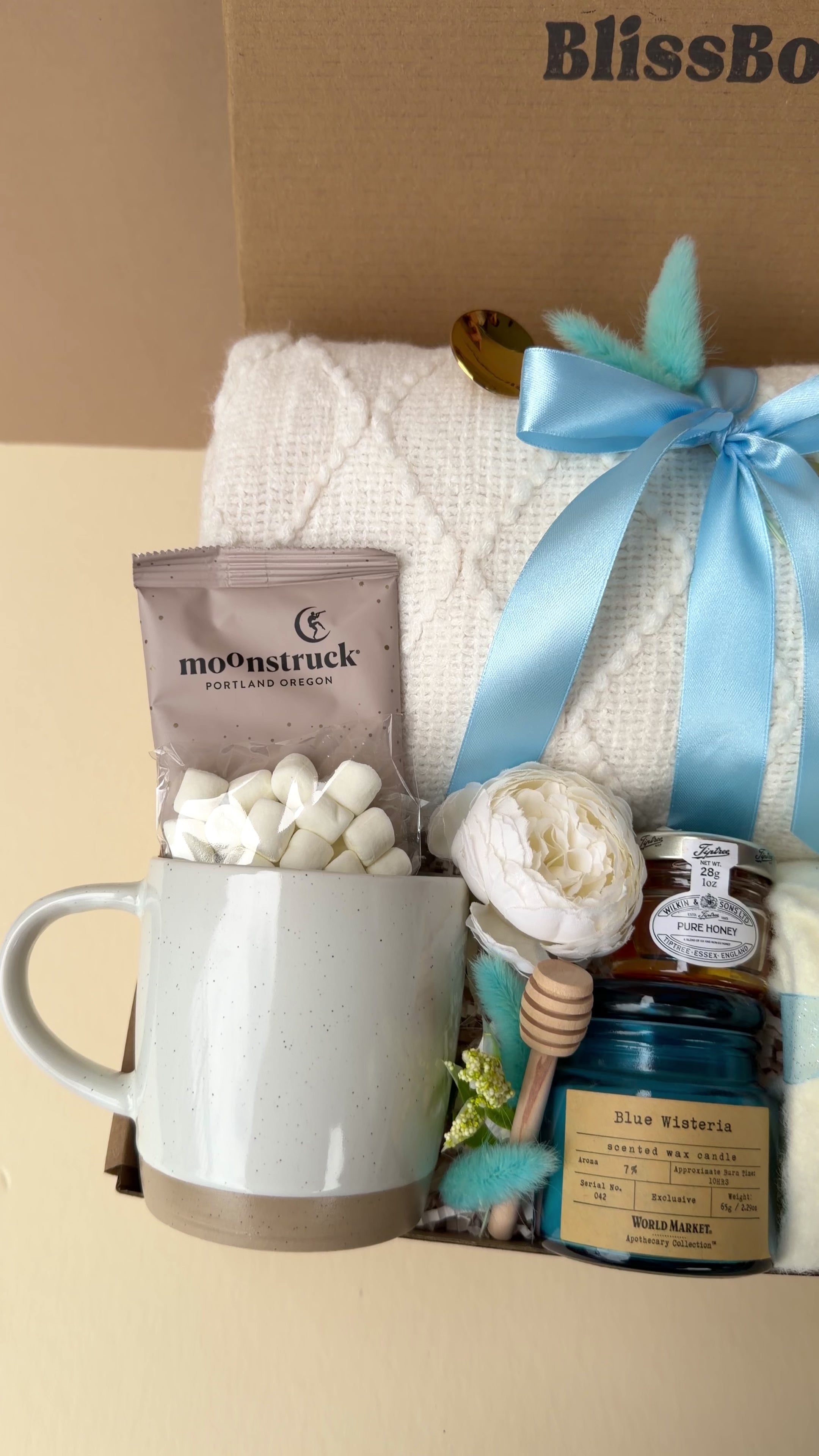 Calming Gift Box for Women – Thinking of You, Get Well, Relax Vibes | Blue Serenity Box