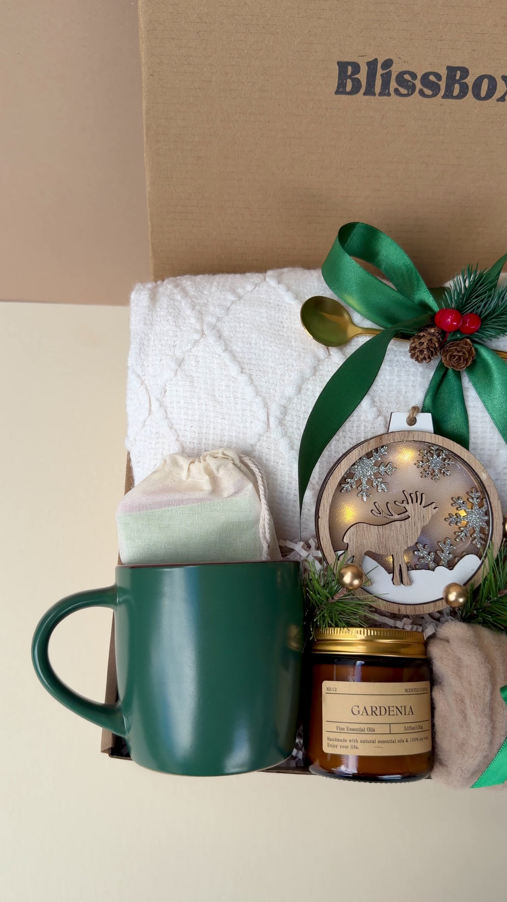 Christmas Gift Box for Women – Holiday Self Care Spa Set with Blanket, Mug & Candle | Christmas Magic Box